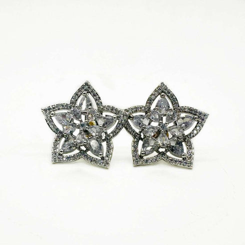Crystal Star Earrings in Silver - D77-3